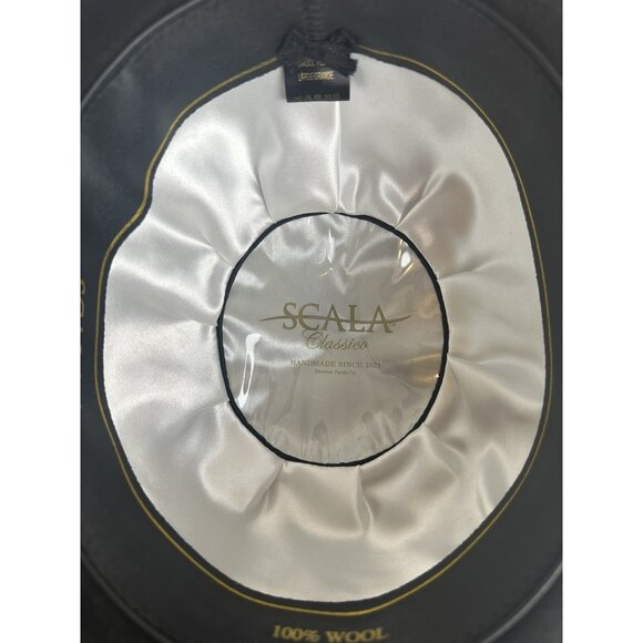 SCALA CLASSICO Bowler Derby Men's Large Black 100% Wool LOW Crown LINED WF507 - Picture 9 of 14